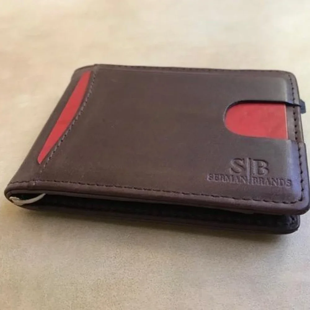 RFID Blocking Slim Bifold Genuine Leather Minimalist Front Pocket Wallet for Men